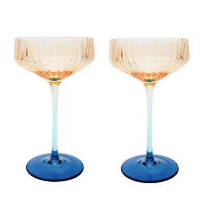 Ellie Ombre Cocktail Glass - Amber &amp; Blue
