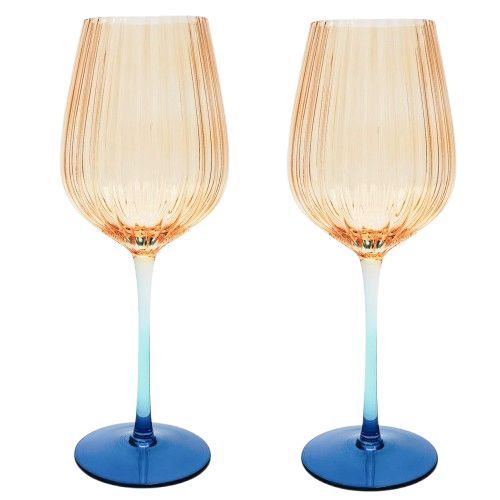 Ellie Ombre Wine Glass - Amber &amp; Blue