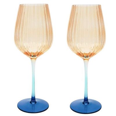 Ellie Ombre Wine Glass - Amber &amp; Blue