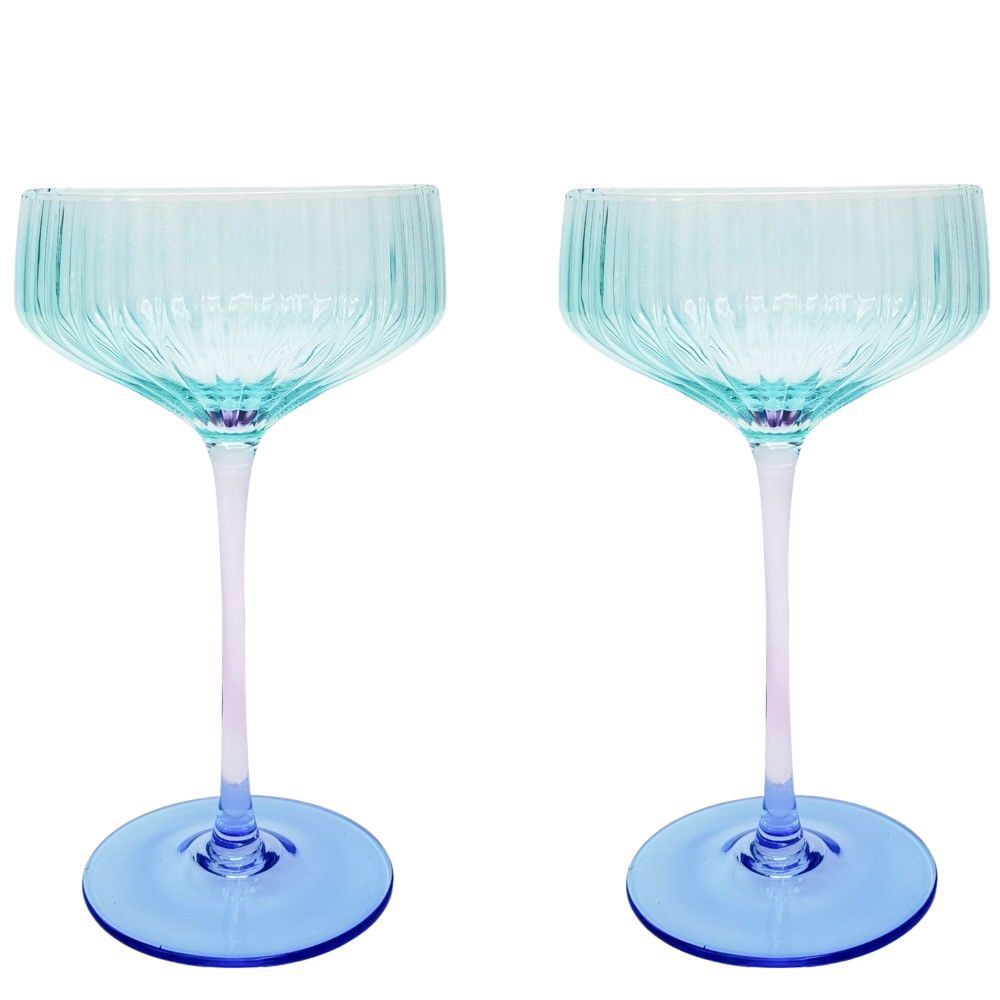 Ellie Ombre Cocktail Glass -  Aqua &amp; Blue