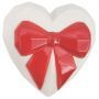 Bow &amp; Heart Trinket Box - Red &amp; White 9cm