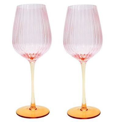 Ellie Ombre Wine Glass - Pink &amp; Yellow