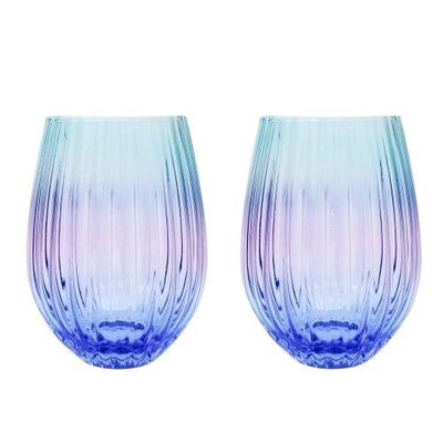 Ellie Ombre Stemless Glass - Aqua &amp; Blue