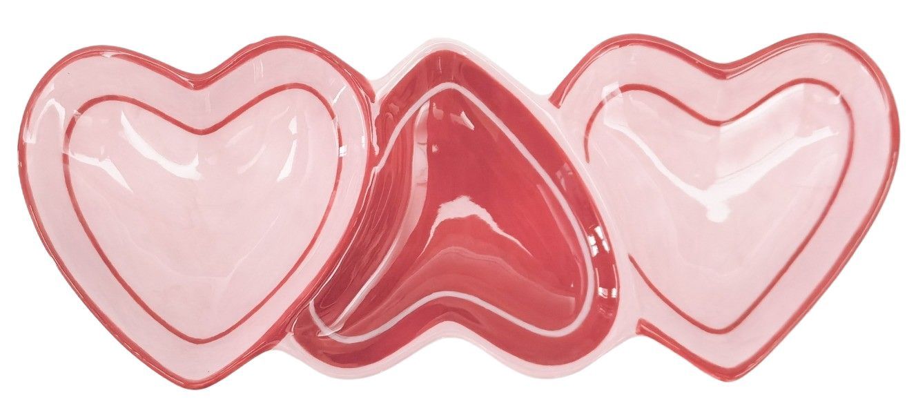 Triple Heart Trinket Dish - Pink &amp; Red