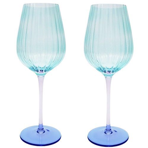 Ellie Ombre Wine Glass - Aqua &amp; Blue