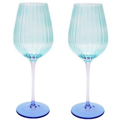 Ellie Ombre Wine Glass - Aqua &amp; Blue
