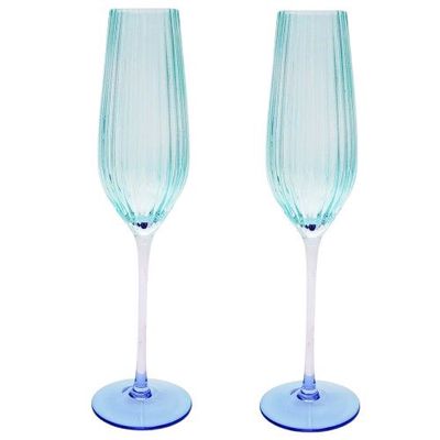 Ellie Ombre Champagne Glass - Aqua &amp; Blue
