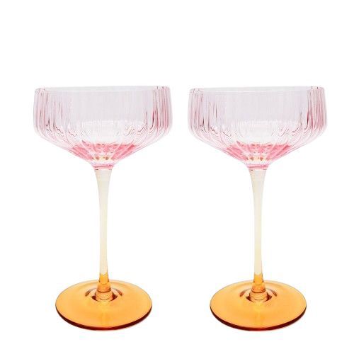 Ellie Ombre Cocktail Glass - Pink &amp; Yellow