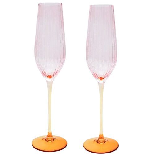 Ellie Ombre Champagne Glass - Pink &amp; Yellow