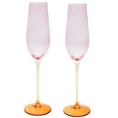 Ellie Ombre Champagne Glass - Pink &amp; Yellow