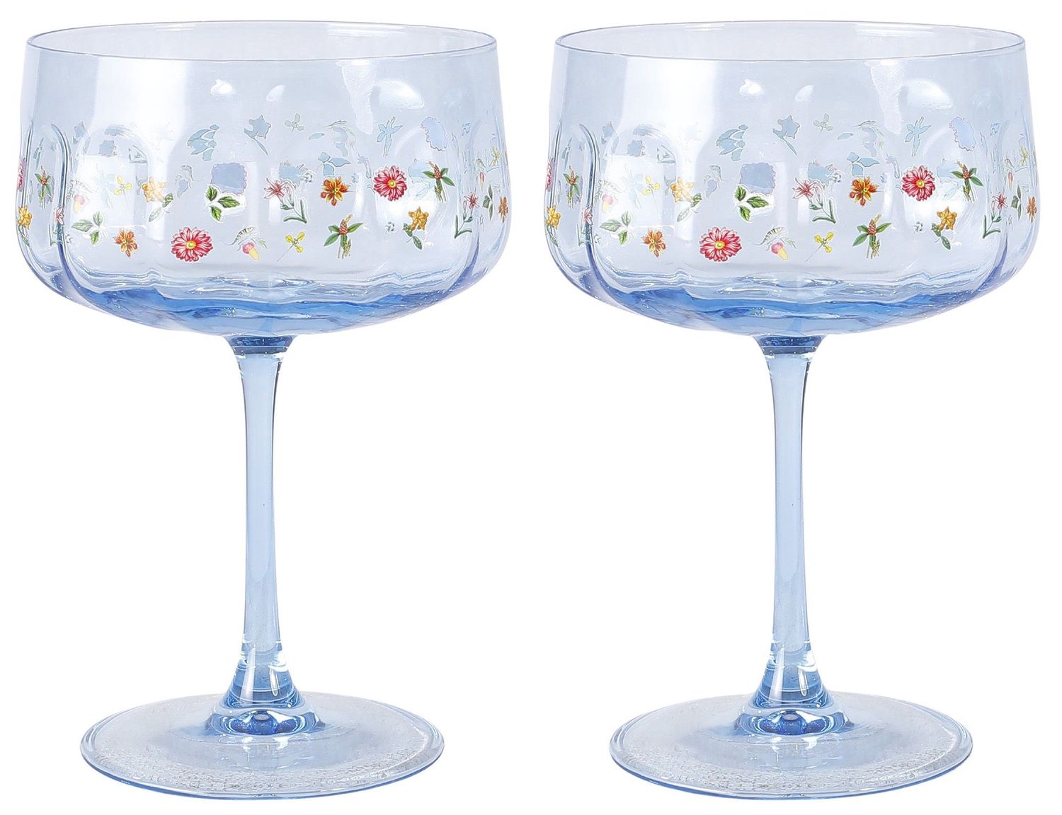 Botanicals Floral Coupe Glass Blue 16cm
