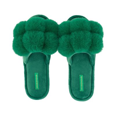 Pom Pom Slippers - Cosy Luxe - Emerald