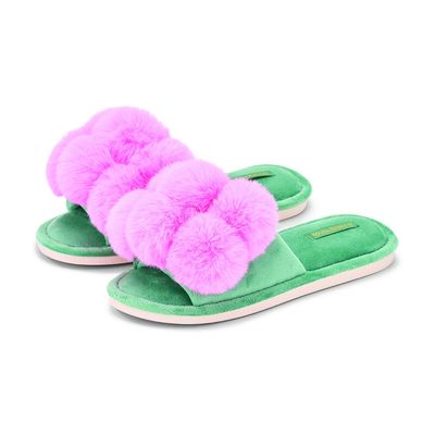 Pom Pom Slippers - Cosy Luxe - Candy Green