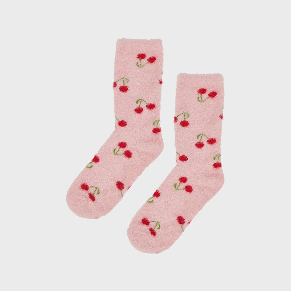 Fuzzy Bed Socks, Style: Cherry