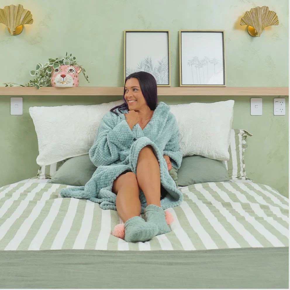 Bath Robe - Cosy Luxe Waffle - Sage Green
