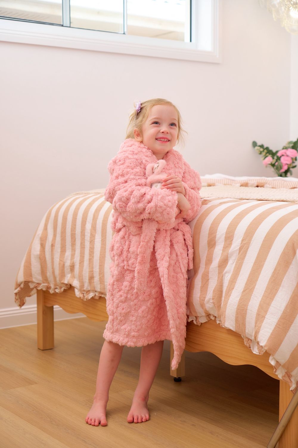 Kids Bath Robe - Embossed Flower - Large