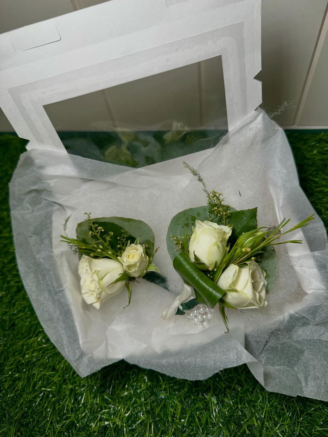 Wrist Corsage &amp; Buttonhole - (fresh Rose)
