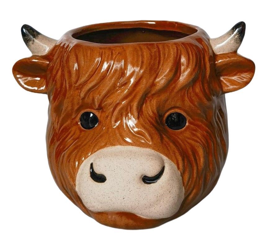 Highland Cow Planter Brown - 10cm