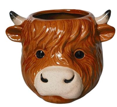 Highland Cow Planter Brown - 10cm