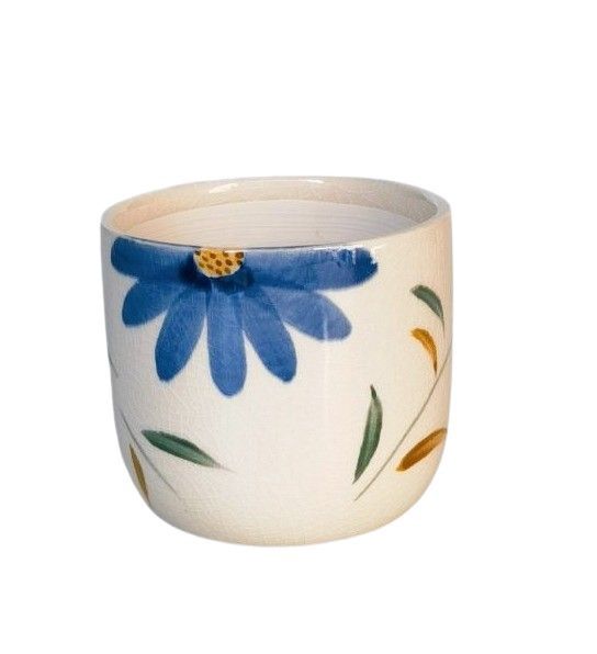 Maxine Floral Planter Blue &amp; Green 9cm