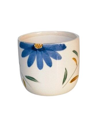 Maxine Floral Planter Blue &amp; Green 9cm