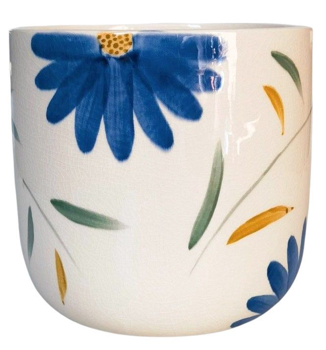 Maxine Floral Planter Blue &amp; Green 20cm