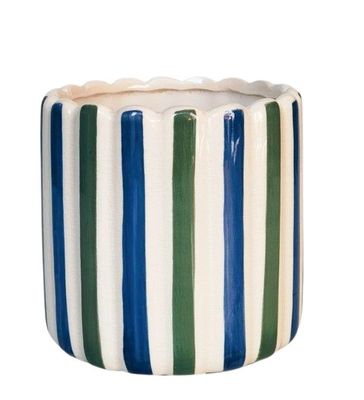 Maxine Stripe Planter Blue &amp; Green 14cm