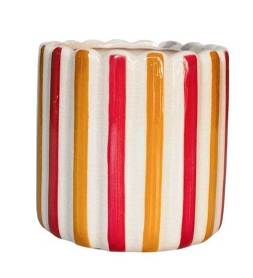 Maxine Stripe Planter Red &amp; Yellow 14cm
