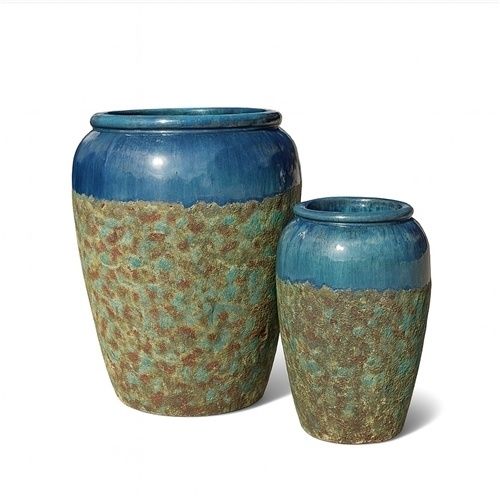 Clay Combo Urn – Glazed Aqua, Atlantis Green - Small