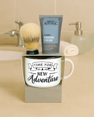Mug with Shaving Cream and Beard Brush
