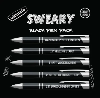 Ultimate Sweary Black Pen Pack – 5 Pack