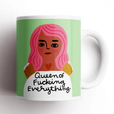 Queen of Fucking Everything Grumpy Angel Mug