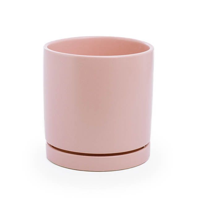 Loreto Plant Pot &amp; Plate - Pink Sand