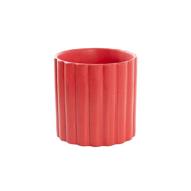 Ceramic Cylinder Lily Pot – Matte Dark Red-14cm