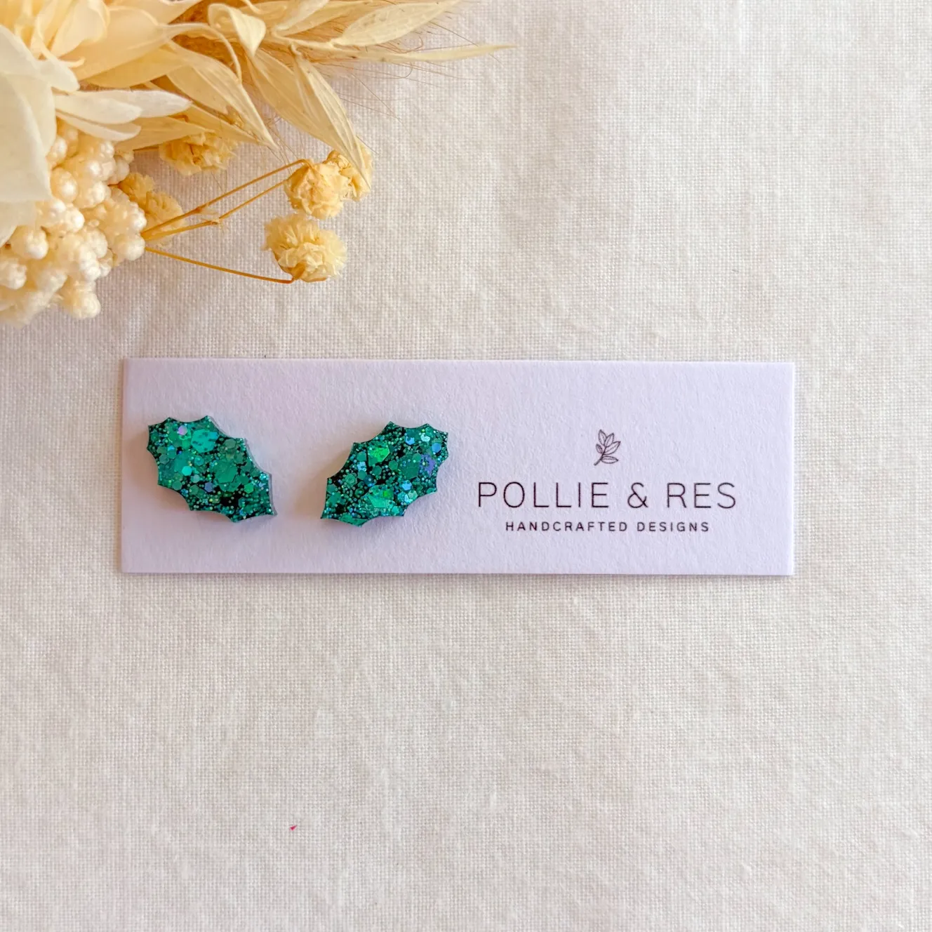 Festive Glitter Christmas Stud Earrings - 7
