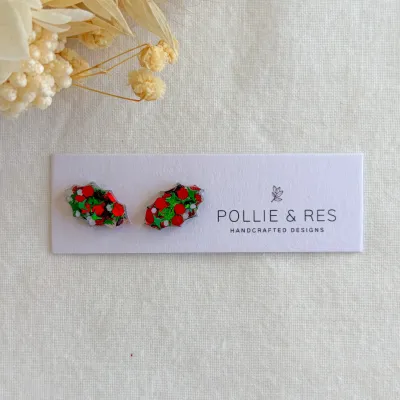 Festive Glitter Christmas Stud Earrings - 8