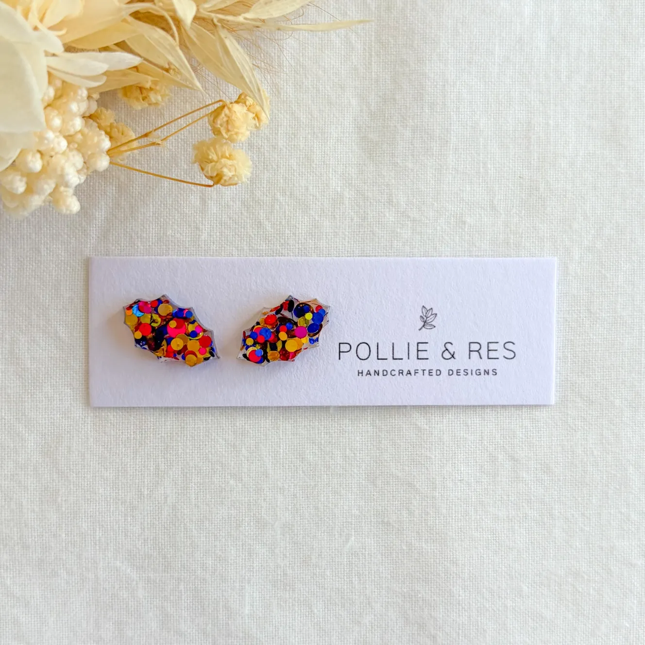 Festive Glitter Christmas Stud Earrings - 10