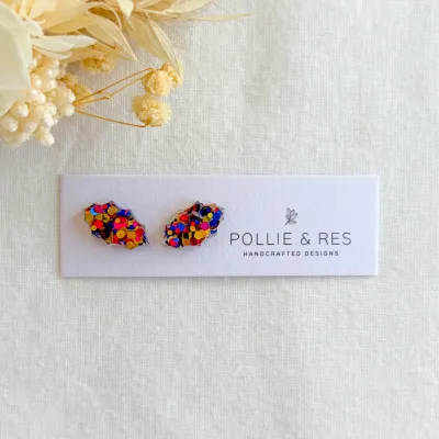 Festive Glitter Christmas Stud Earrings - 10