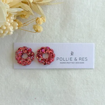 Festive Glitter Christmas Stud Earrings - 24