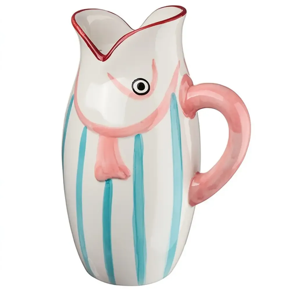 Pink Fish Ceramic Flower Vase with Handle 26cm