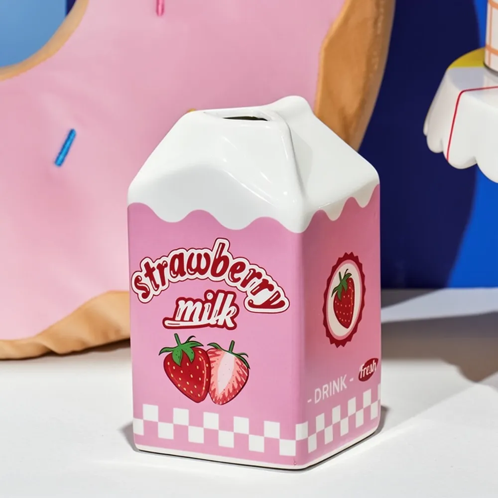 Strawberry Milk Ceramic Flower Vase 14.5cm