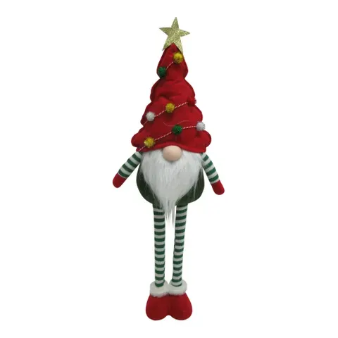 Xmas Hat Gnome Extend Legs 20x62cm Rd/Gn