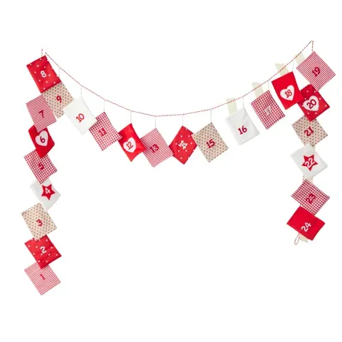 Heart Advent G/land Fab 280cm Rd/Wht