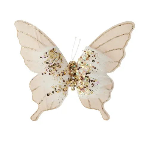 Wing Emb Butterfly Fabric Clip 20cm Gold