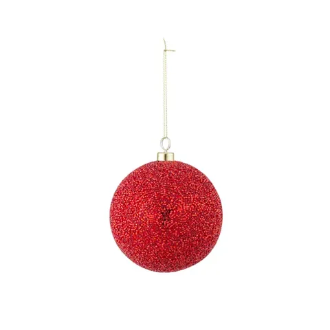 10cm Lustre Bauble Plastic- Red