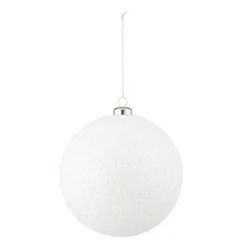 15cm Lustre Bauble Plastic- White