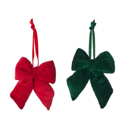 S/2 Puffy Bow Decoration Fab 20.5cm Mul