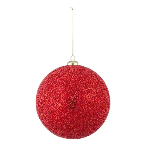 15cm Lustre Bauble Plastic- Red