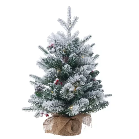 Snowy Berry Pre-Lit LED Christmas Tree in Pot - 60cm