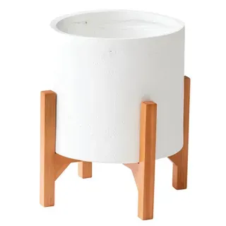 Fondi Composite Planter Pot with Timber Legs – White